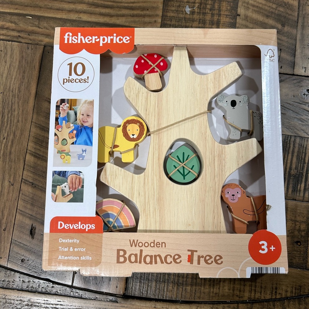 Fisher-Price Wooden Balance Tree with Colorful Animals